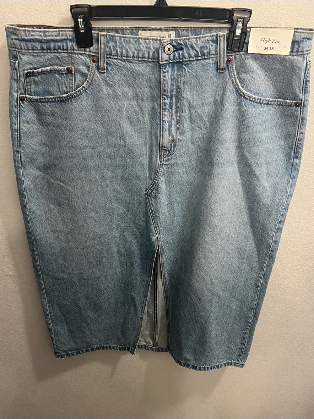 Abercombie & Fitch Women’s High Rise Boho Midi Denim Skirt Size 18
